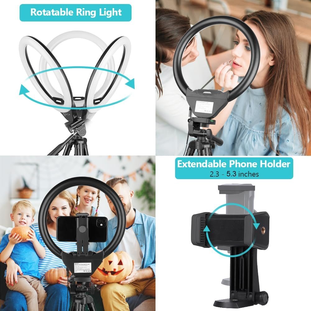 10'' Ring Light with 50'' Extendable Tripod Stand